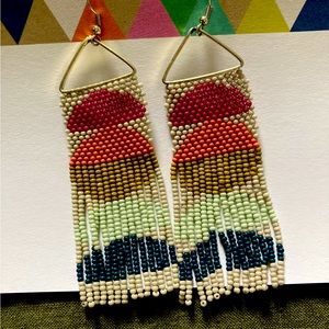 Ink & Alloy Gloria Half Circles Beaded Fringe Earrings 🌈